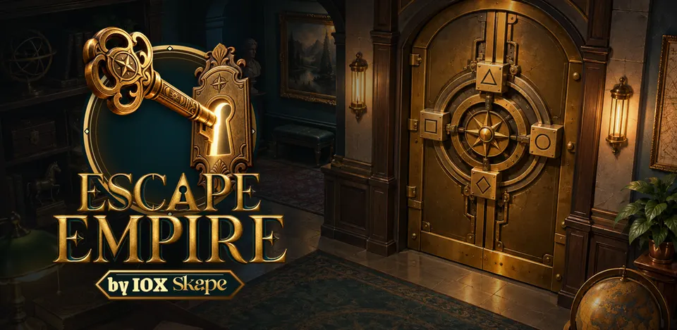 Escape Empire key art: a brass key before a vault door